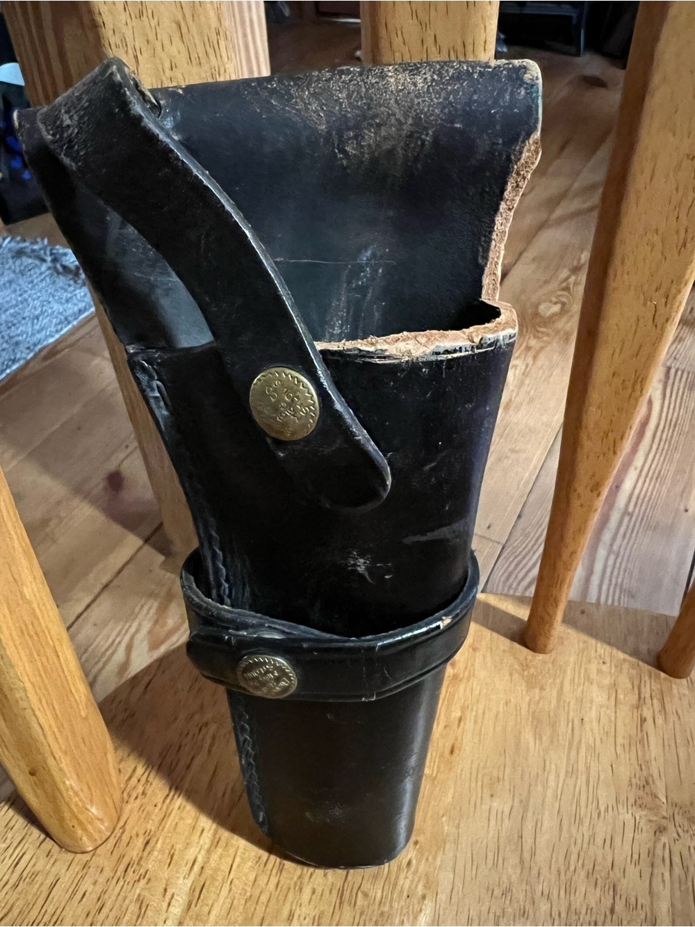 Vintage Brauer Bros. Classic Black Leather Holster with Snap Strap H30